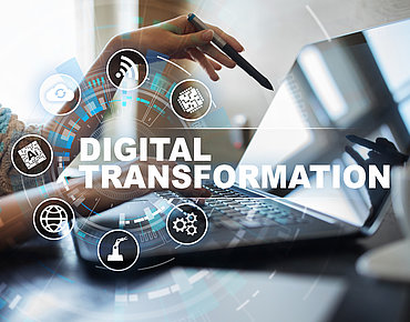 Grafik mit Aufschrift "Digital Transformation"