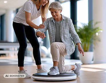 Seniorin beim Mobilitätstraining Seniorin beim Mobilitätstraining