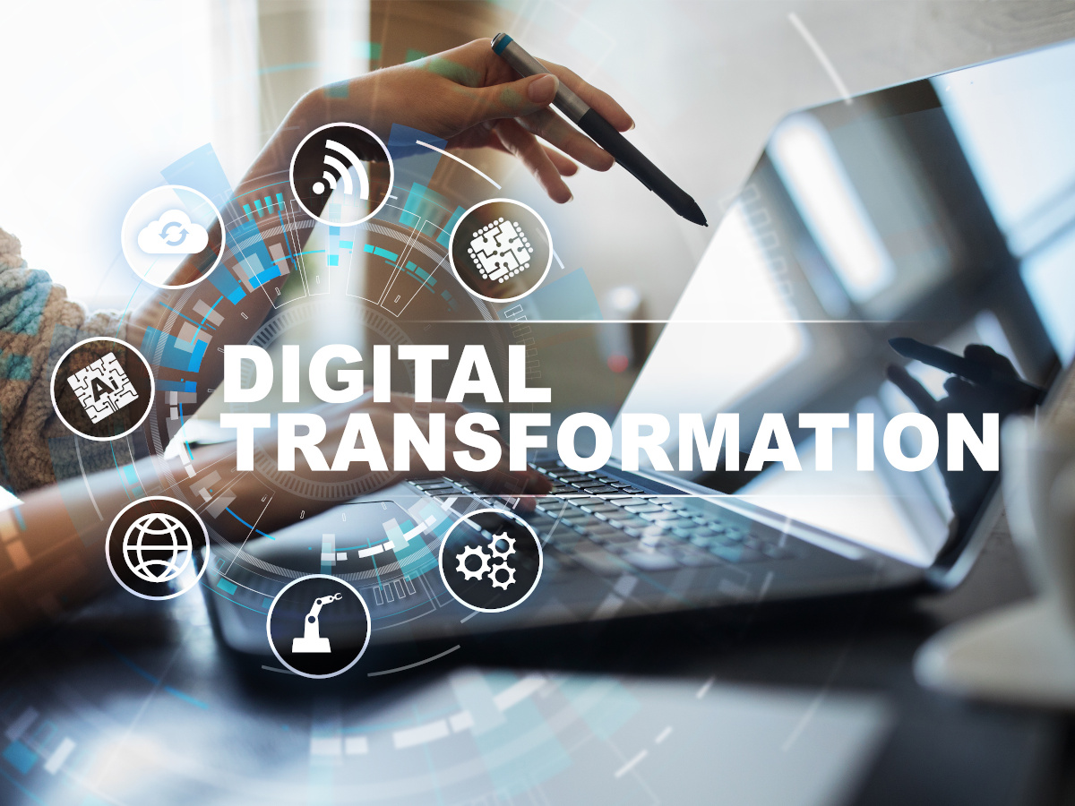 Grafik mit Aufschrift "Digital Transformation"